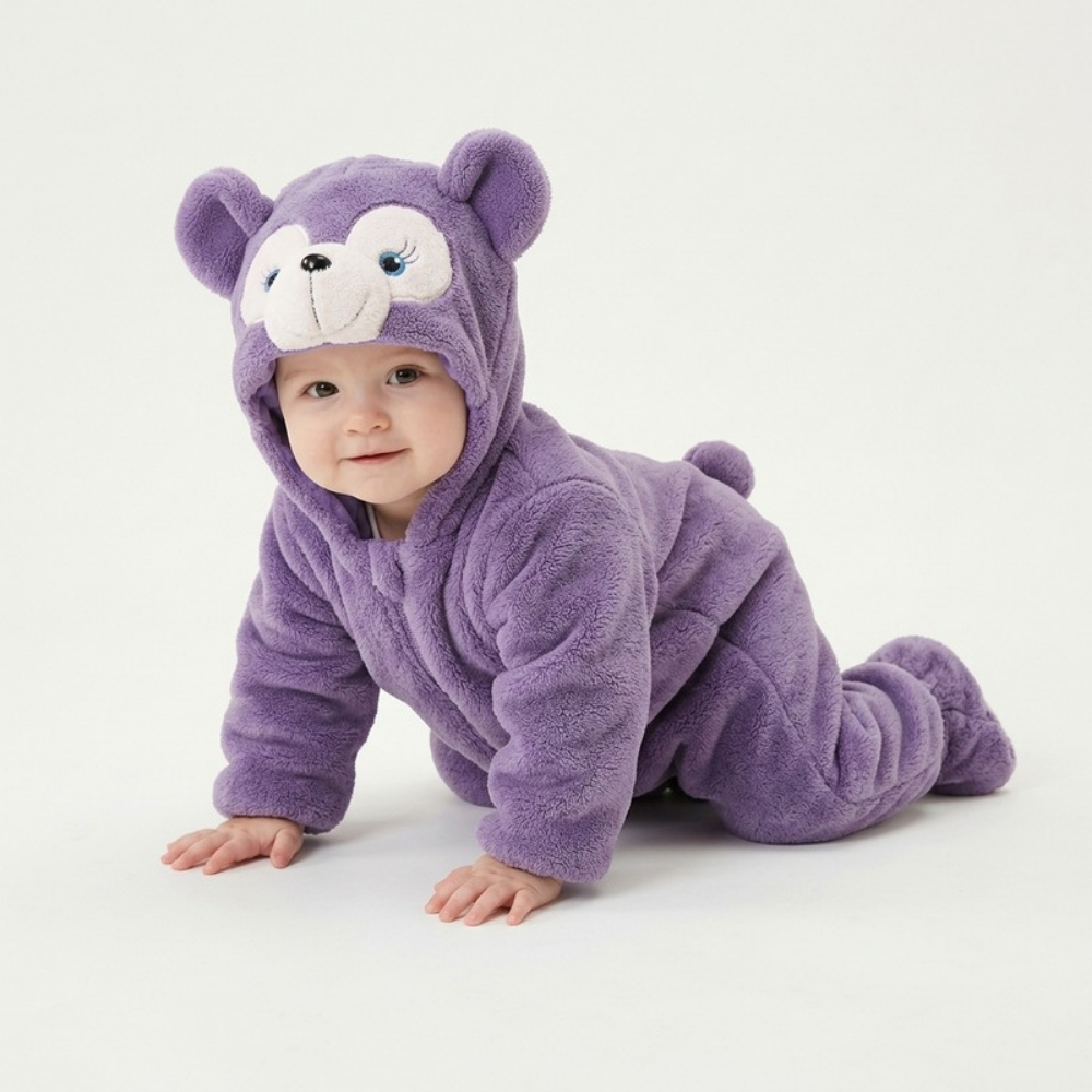 Lilo Animal Winter Romper - Purple Bear