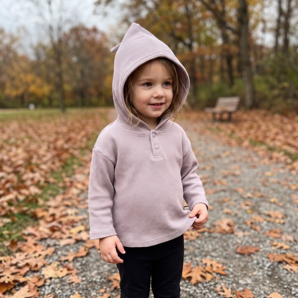 Lilo Waffle Hooded Sweatshirt - Dusty Lavender