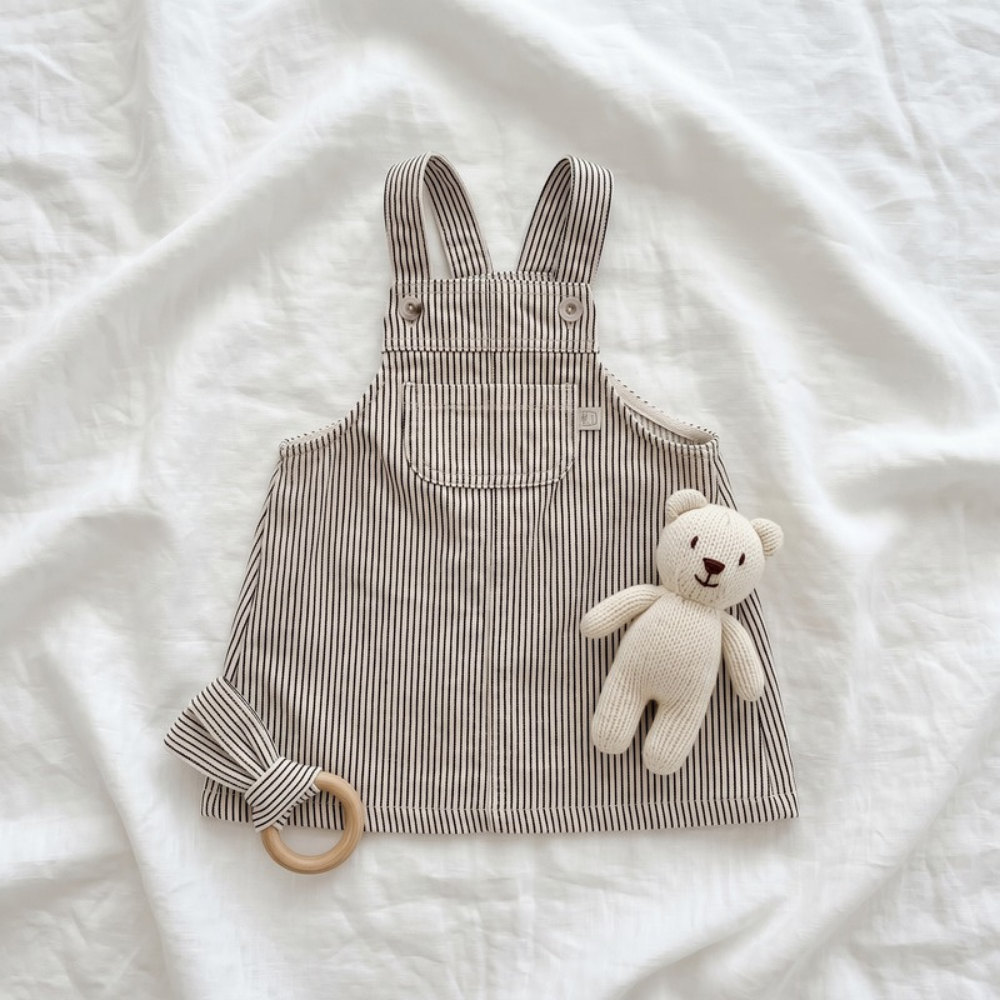 Lilo Denim Overall Skirt - Striped