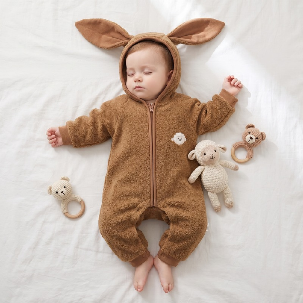 Lilo Bunny Ear Hooded Snowsuit - Camel Brown