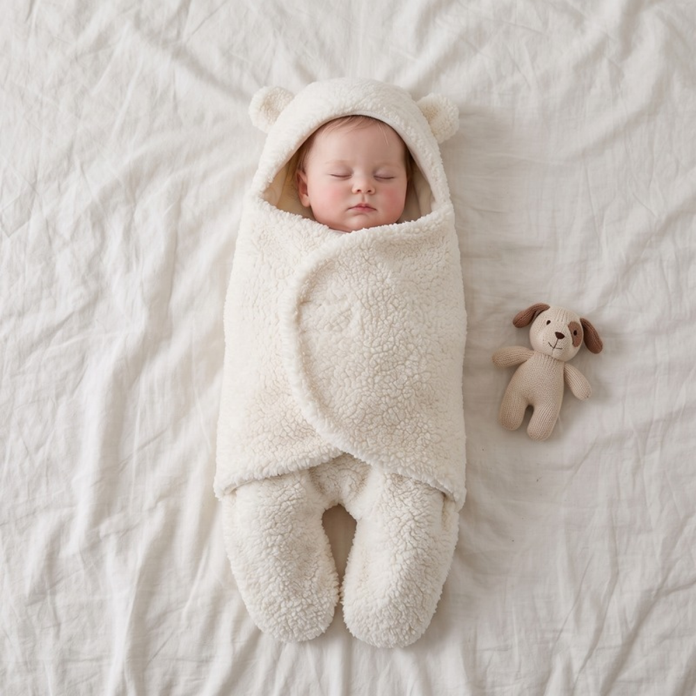 Lilo Newborn Swaddle Sleeping Bag - Cream Sherpa