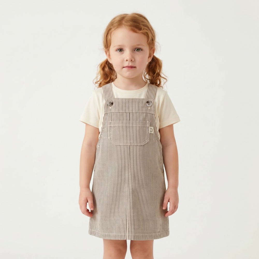 Lilo Denim Overall Skirt - Striped
