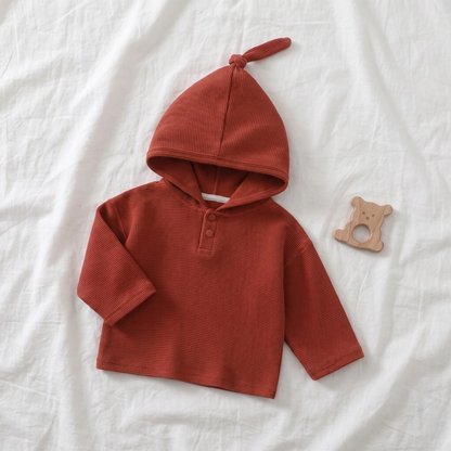Lilo Waffle Hooded Sweatshirt - Brick Red