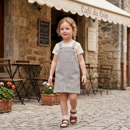 Lilo Denim Overall Skirt - Striped