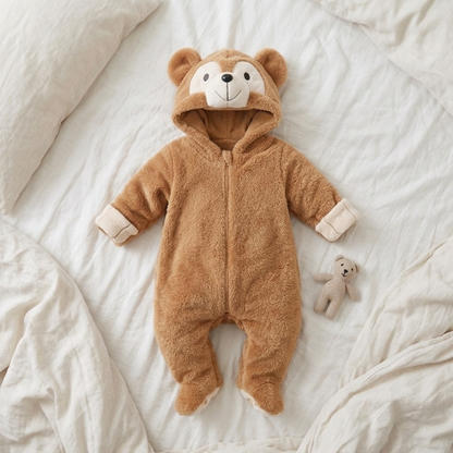 Lilo Animal Winter Romper - Light Brown Bear