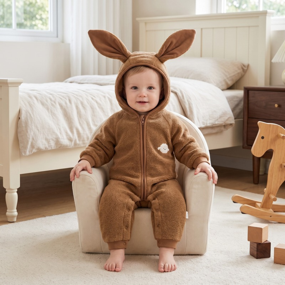 Lilo Bunny Ear Hooded Snowsuit - Camel Brown