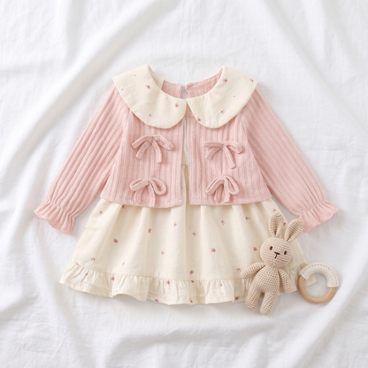 Lilo Doll Collar Floral Dress - Pink