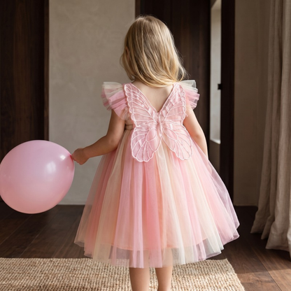 Lilo Rainbow Wings Tutu Dress - Coral Peach Rainbow