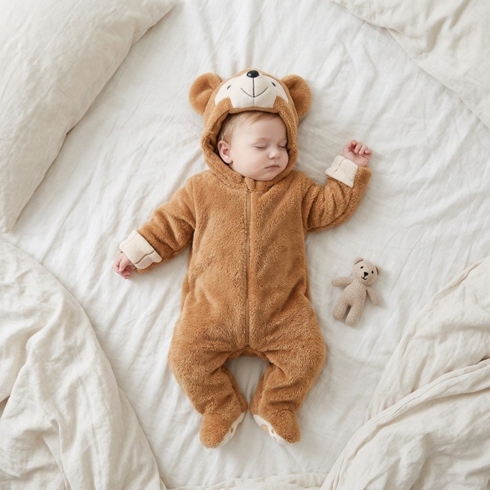 Lilo Animal Winter Romper - Light Brown Bear