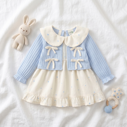 Lilo Doll Collar Floral Dress - Blue