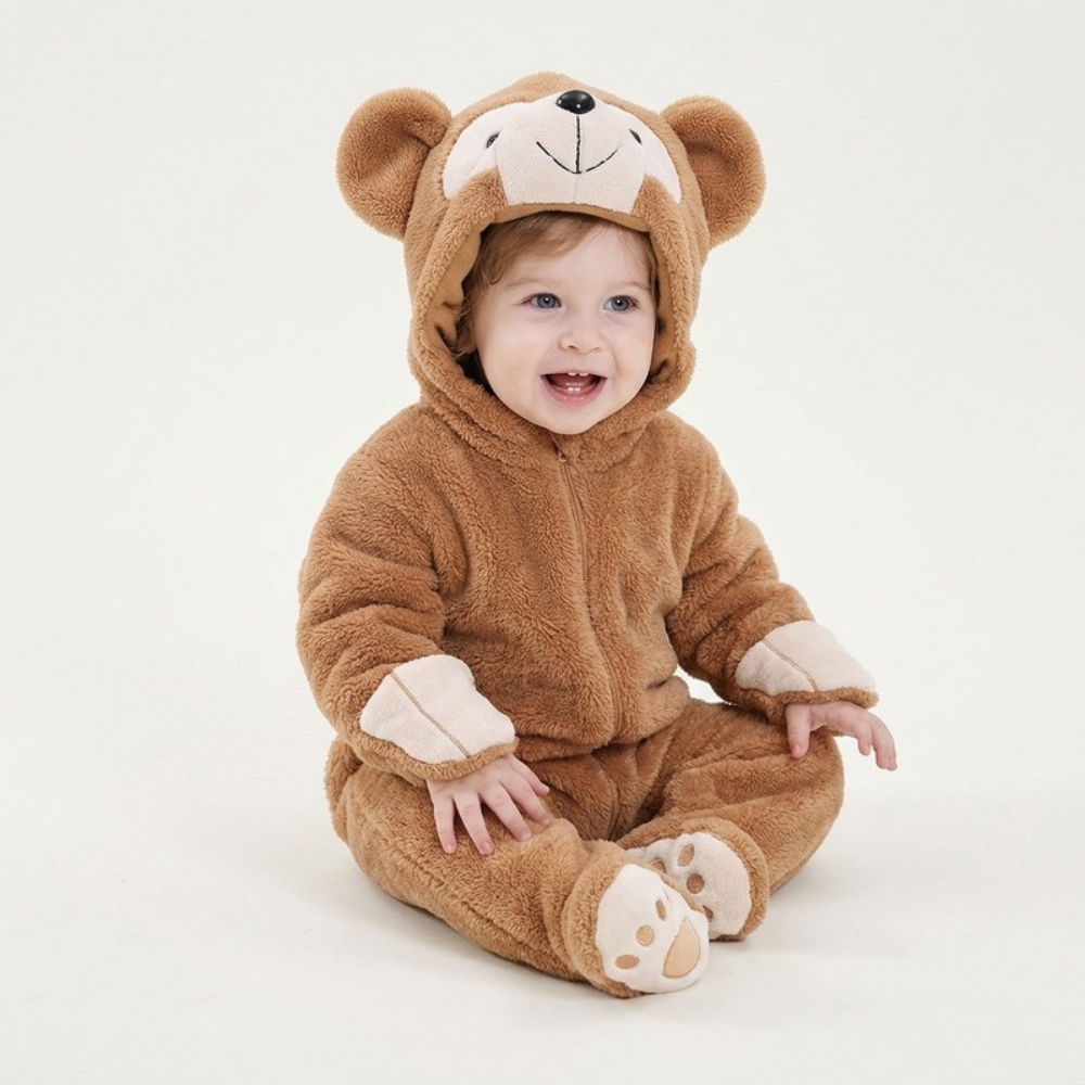 Lilo Animal Winter Romper - Light Brown Bear