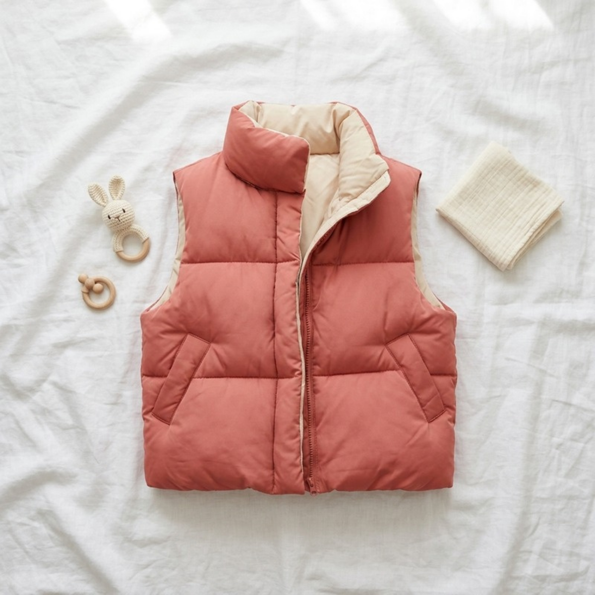 Lilo Stand Collar Padded Vest - Dusty Rose