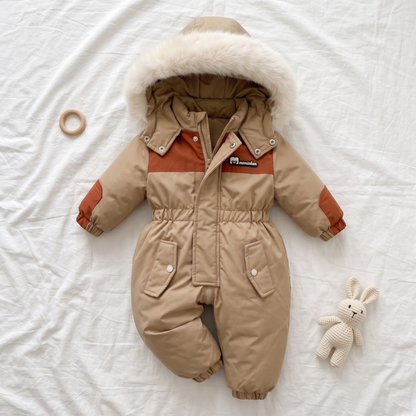Lilo Padded Snowsuit Ski Jumpsuit - Khaki and Rust