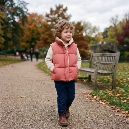 Lilo Stand Collar Padded Vest - Dusty Rose