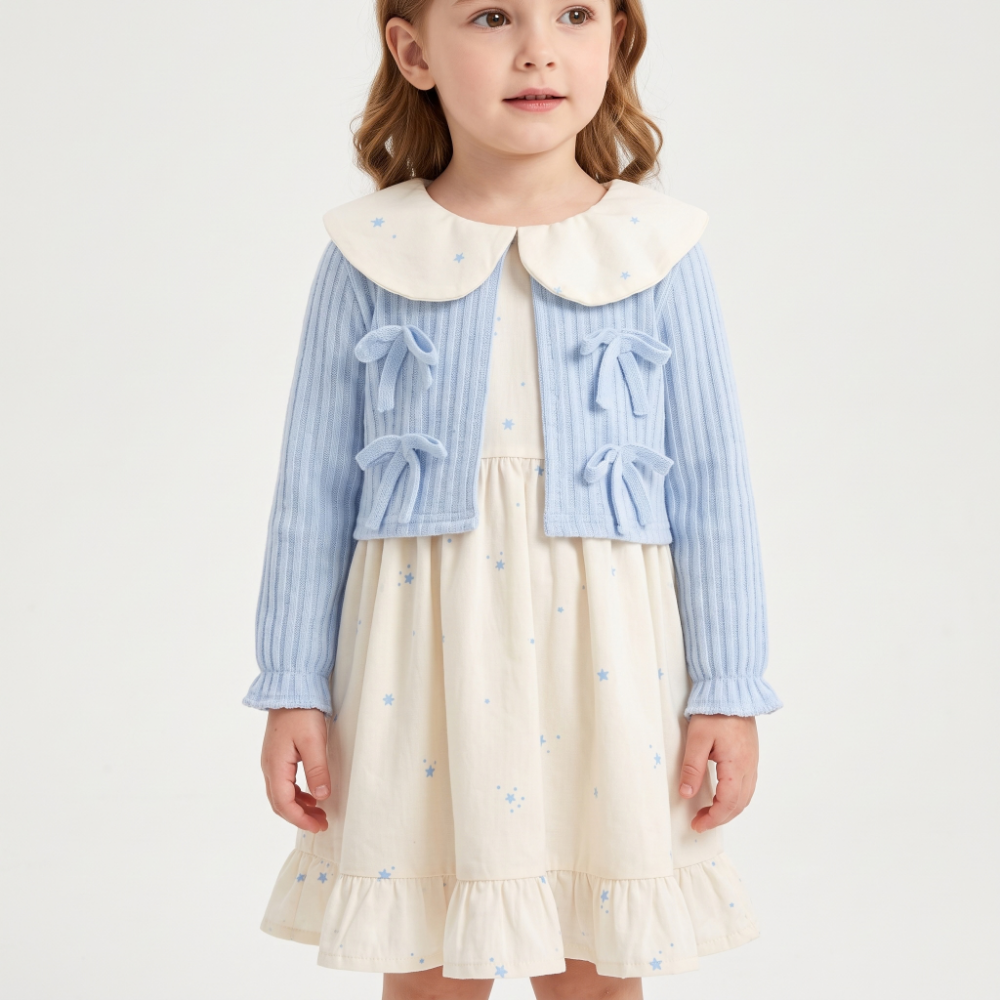 Lilo Doll Collar Floral Dress - Blue