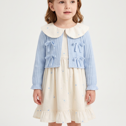 Lilo Doll Collar Floral Dress - Blue