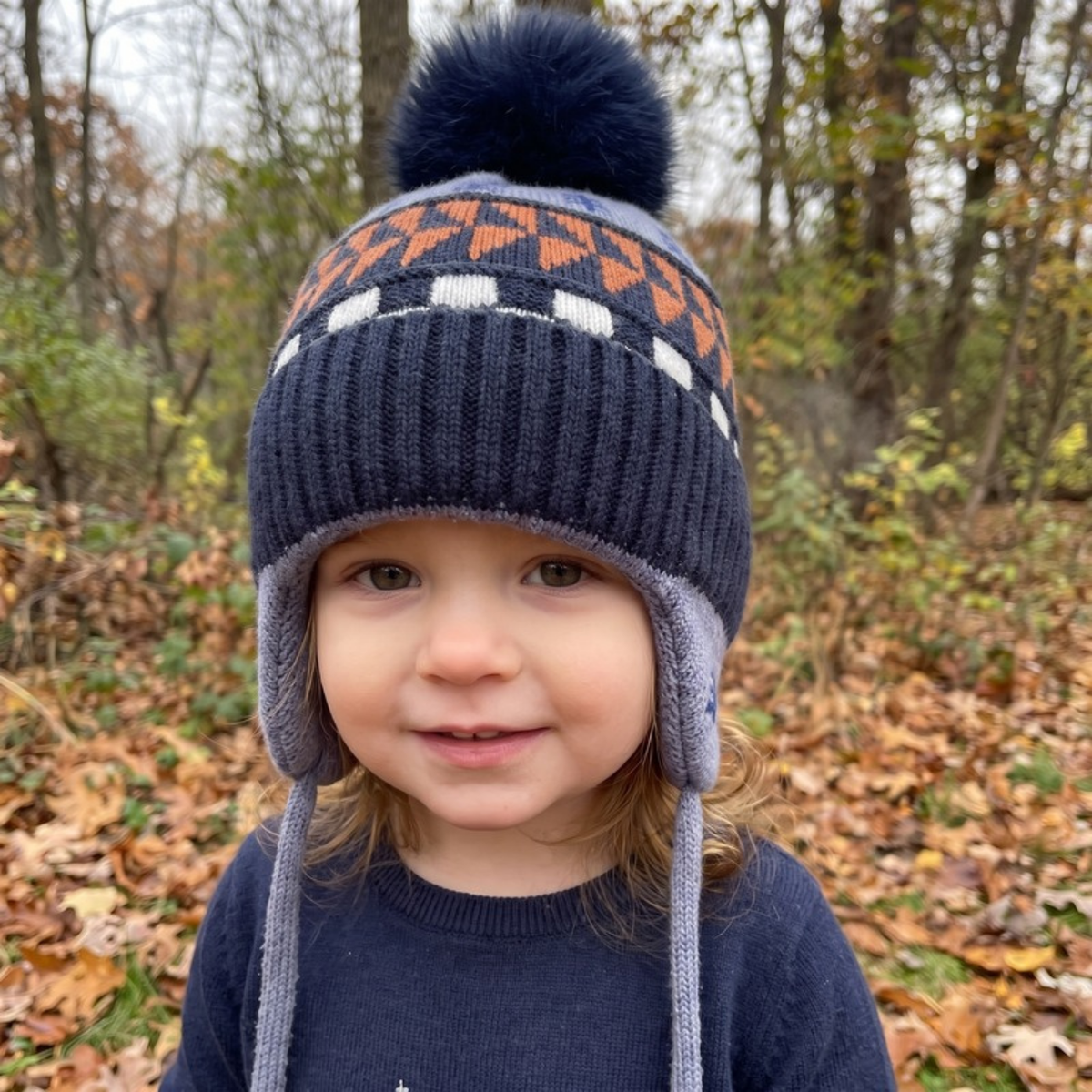 Lilo Fir Tree Knit Pom Pom Hat - Navy Blue
