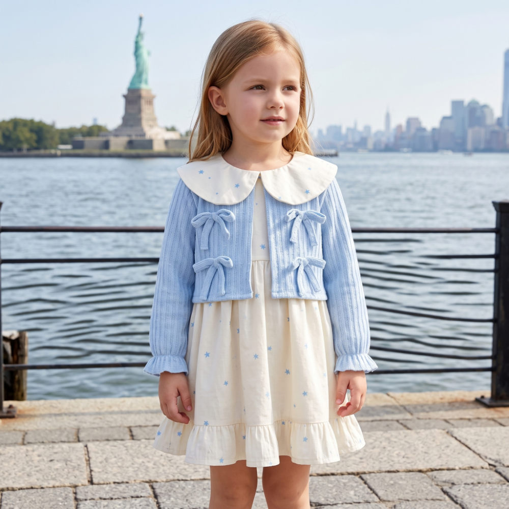 Lilo Doll Collar Floral Dress - Blue