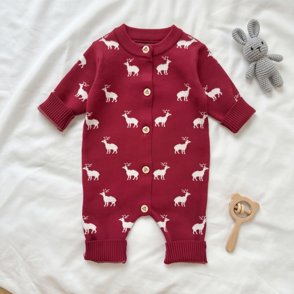 Lilo Knitted Sweater Romper - Red Elk