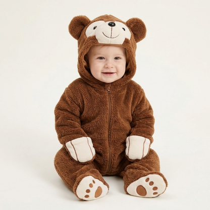 Lilo Animal Winter Romper - Dark Brown Bear