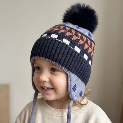 Lilo Fir Tree Knit Pom Pom Hat - Navy Blue