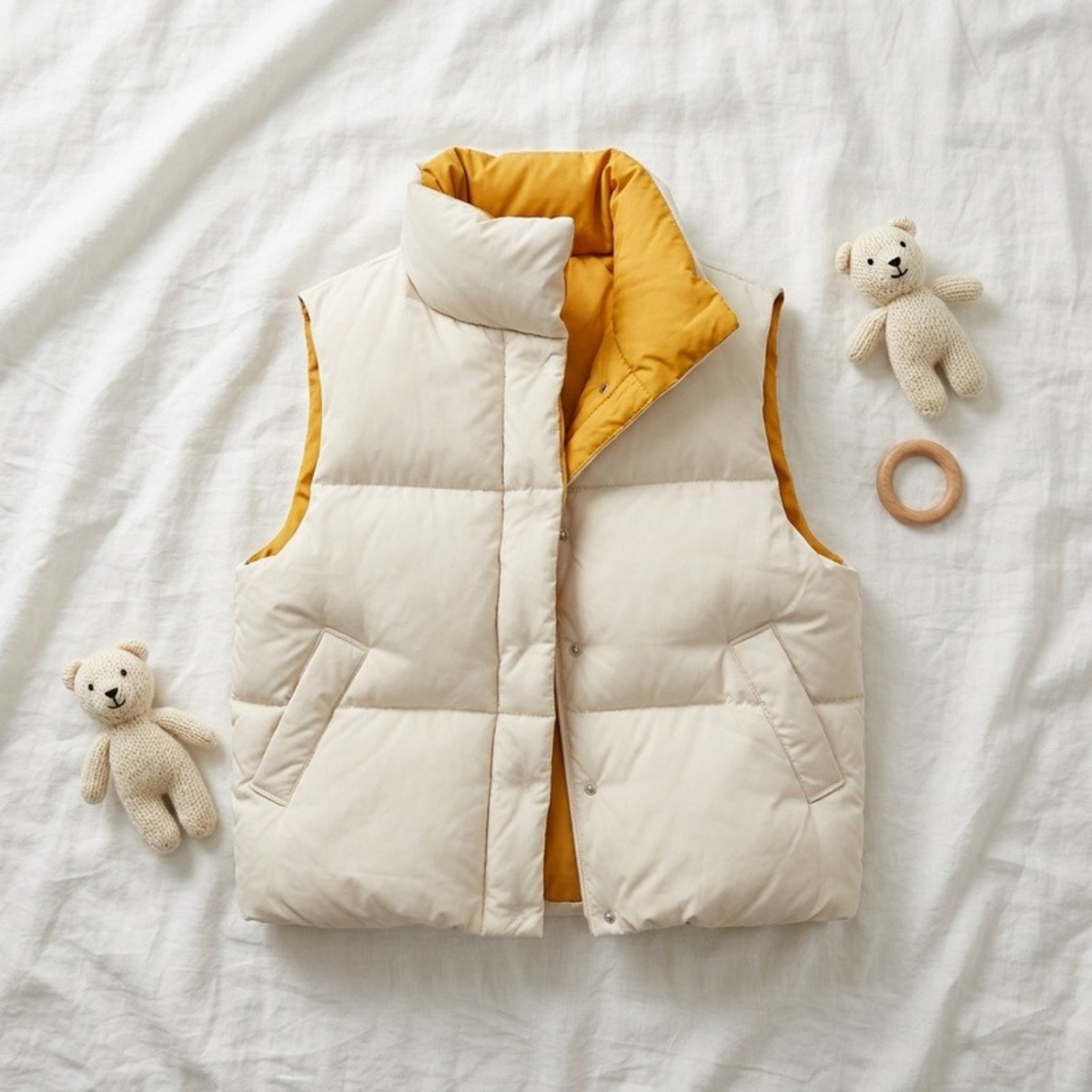 Lilo Stand Collar Padded Vest - Cream