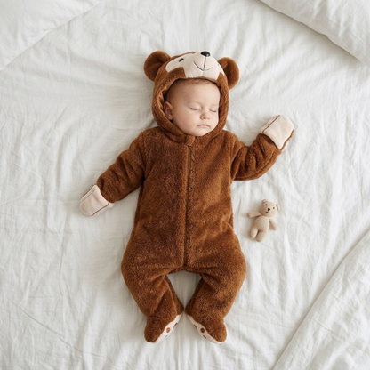Lilo Animal Winter Romper - Dark Brown Bear