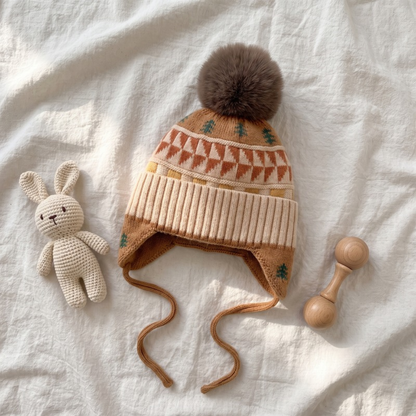 Lilo Fir Tree Knit Pom Pom Hat - Cream Caramel