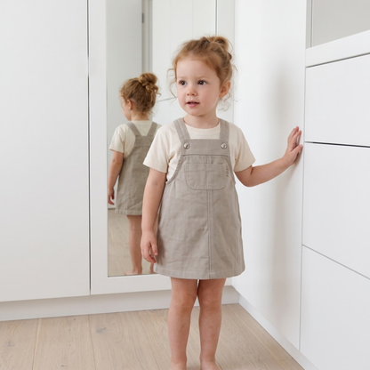 Lilo Denim Overall Skirt - Light Brown