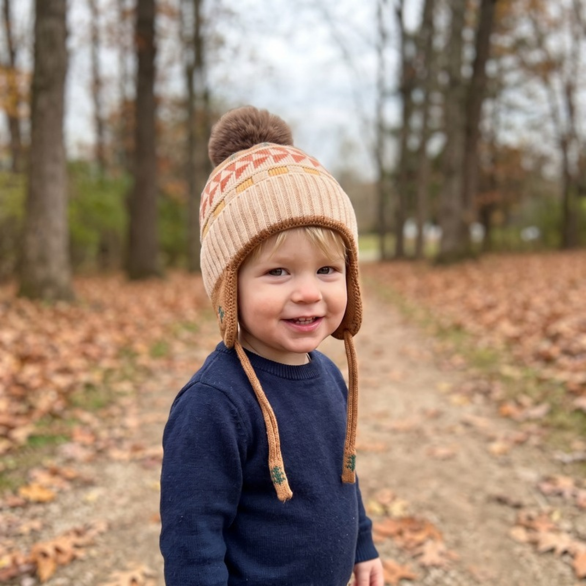 Lilo Fir Tree Knit Pom Pom Hat - Cream Caramel