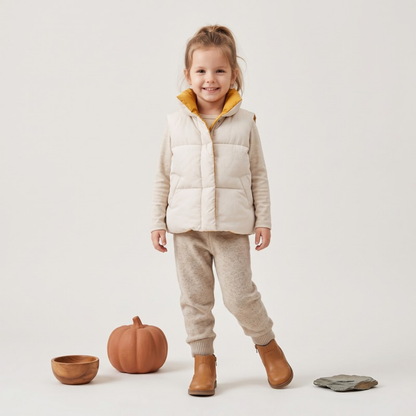 Lilo Stand Collar Padded Vest - Cream