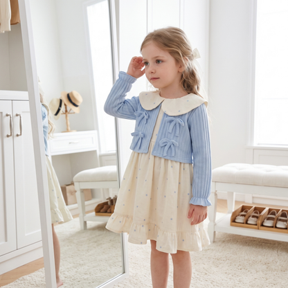 Lilo Doll Collar Floral Dress - Blue