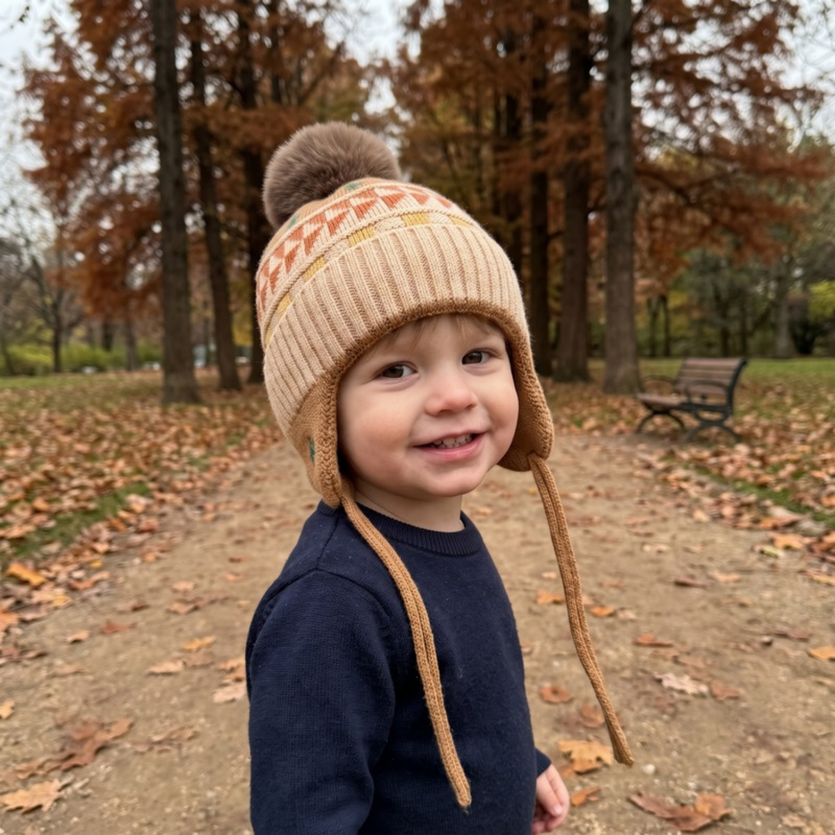 Lilo Fir Tree Knit Pom Pom Hat - Cream Caramel