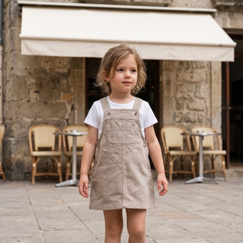 Lilo Denim Overall Skirt - Light Brown