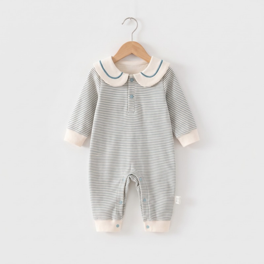 Lilo Striped Sailor Collar Romper - Blue Stripe