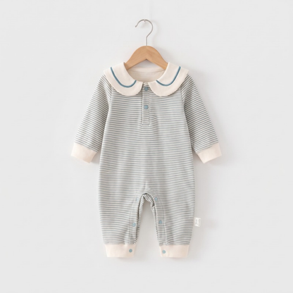 Lilo Striped Sailor Collar Romper - Blue Stripe