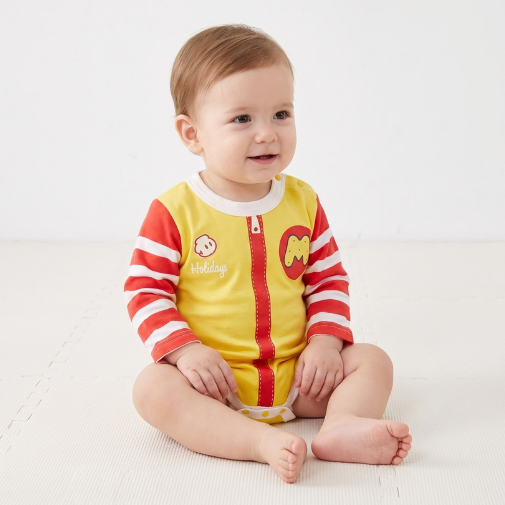 Lilo Moonbeam Baby Cartoon Romper - Yellow Stripe