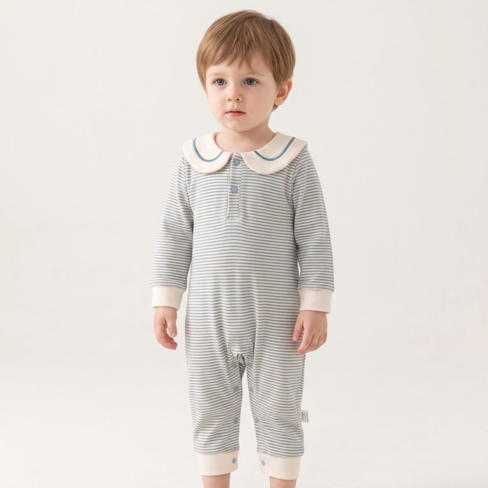 Lilo Striped Sailor Collar Romper - Blue Stripe