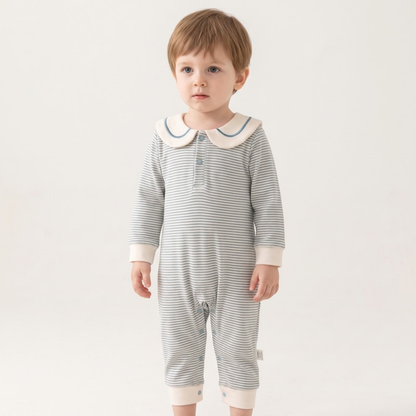 Lilo Striped Sailor Collar Romper - Blue Stripe