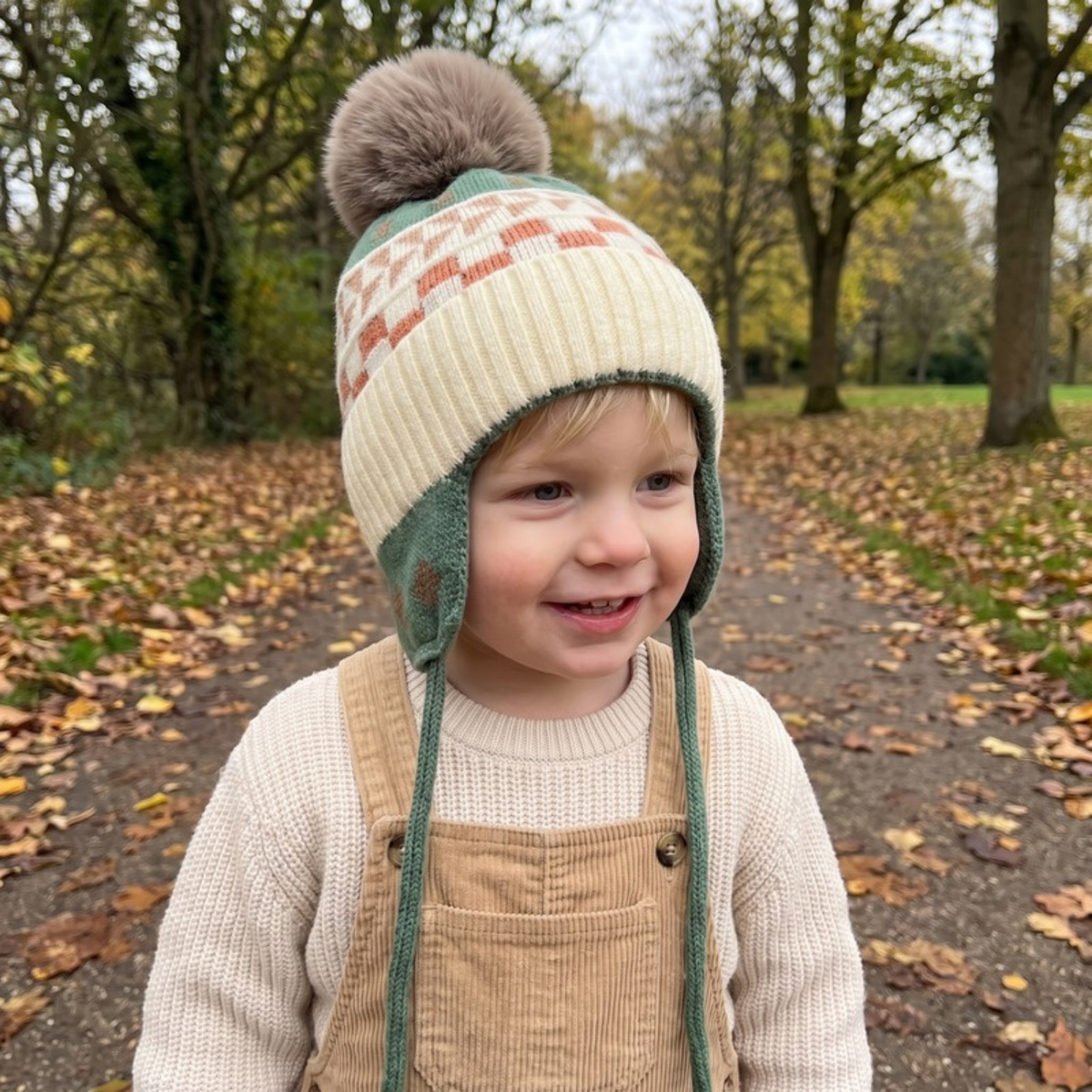 Lilo Fir Tree Knit Pom Pom Hat - Cream Sage