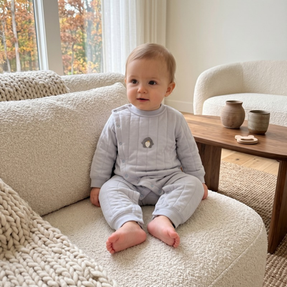 Lilo Air Layer Padded Baby Romper - Light Grey-Blue