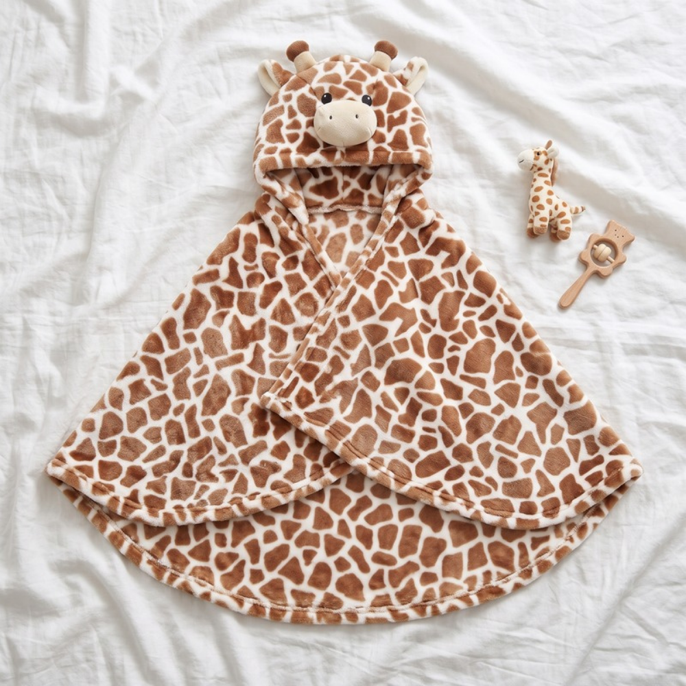 Lilo Flannel Hooded Cloak - Giraffe