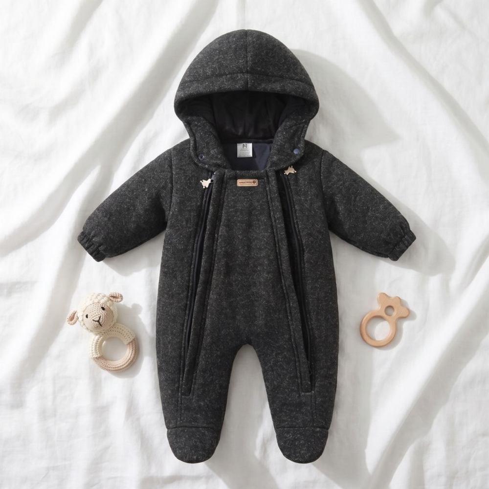 Lilo Wool Blend Padded Romper - Charcoal