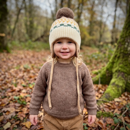 Lilo Fir Tree Knit Pom Pom Hat - Cream Gold