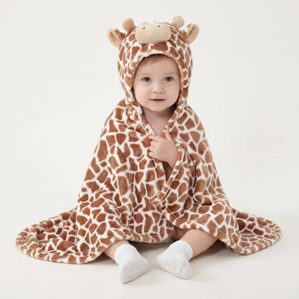 Lilo Flannel Hooded Cloak - Giraffe