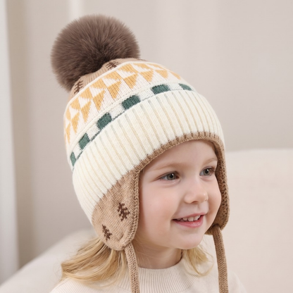 Lilo Fir Tree Knit Pom Pom Hat - Cream Gold