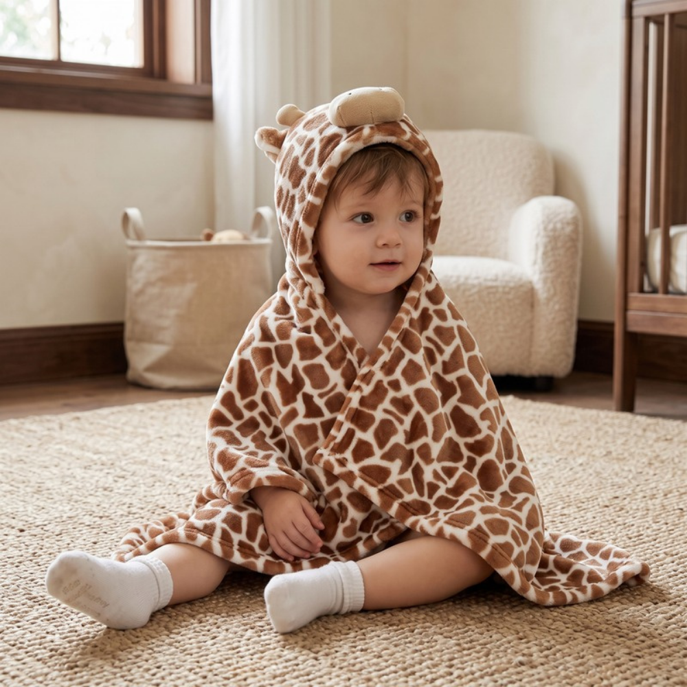 Lilo Flannel Hooded Cloak - Giraffe