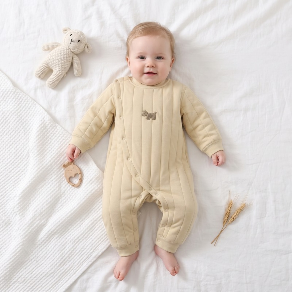Lilo Air Layer Padded Baby Romper - Pale Butter Yellow