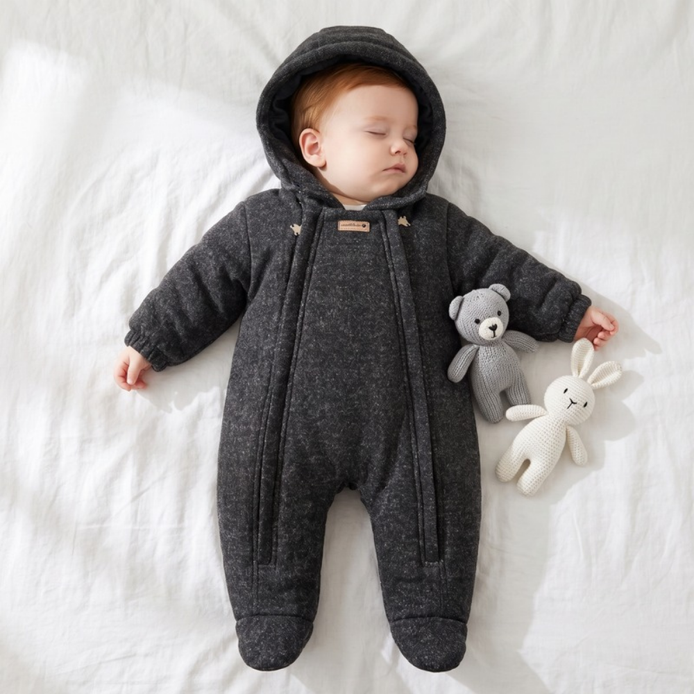 Lilo Wool Blend Padded Romper - Charcoal