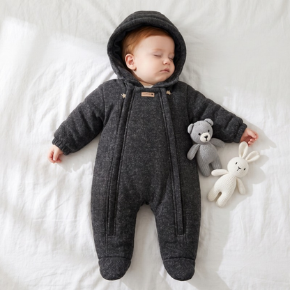 Lilo Wool Blend Padded Romper - Charcoal